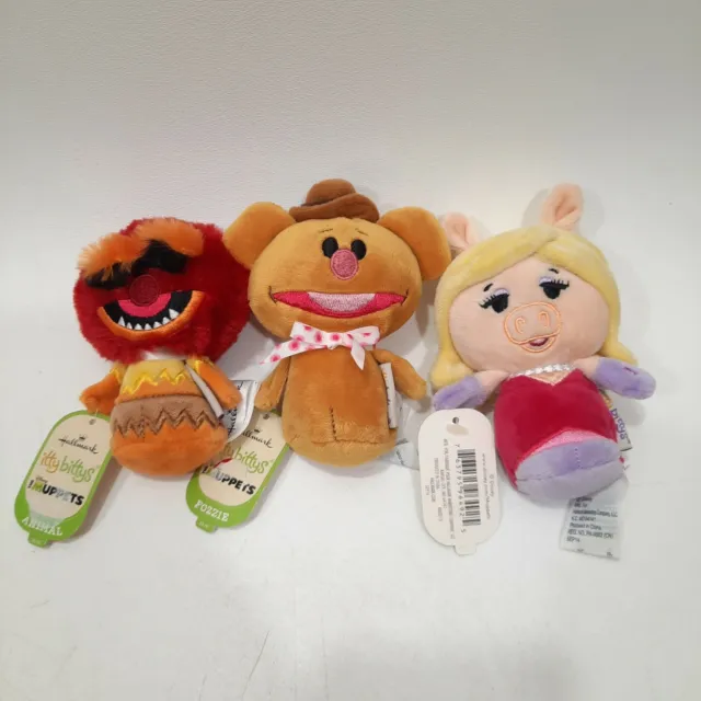 Lot of 3 Hallmark Itty Bittys Muppets Plush stuffed Miss Piggy Animal Fozzie New