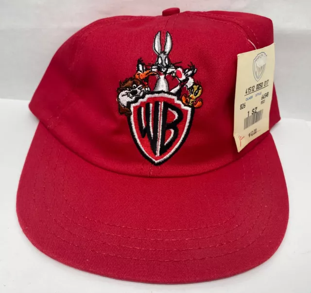 VTG 1991 Warner Bros WB Looney Tunes Red Hat NWT Elastic Back Acme Clothing USA