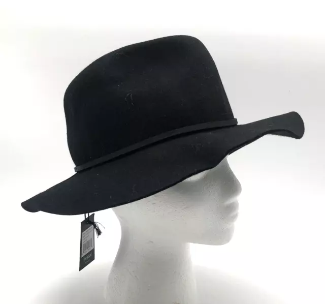 Brixton Black Womens Wesley Fedora Wool Felt Hat Size XS NWT