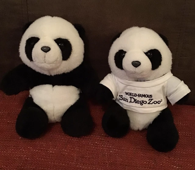 VINTAGE BUNDLE 2 x San Diego Zoo Panda Bear Souvenir Soft Plush Toy 8