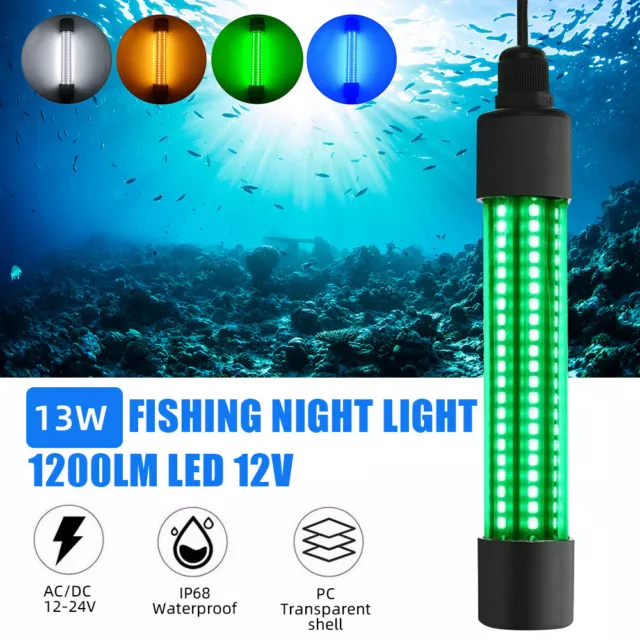 1200LM 12V LED Underwater Fishing Light Stick Squid Prawn Fish Lure Attract Lamp