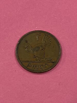 1946 Irish One Penny Coin Ireland Hen And Chicks Scarcer Year Old Vintage