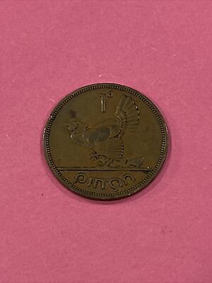 1946 Irish One Penny Coin Ireland Hen And Chicks Scarcer Year Old Vintage