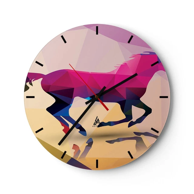 ISAOA Horloge Murale Sans Tic-tac De 24,1 Cm, Fonctionne Avec Piles, Portrait De Cheval Rouge Châtaignier Décoration Murale Pour Chambre à Coucher, Salon, école, Bureau