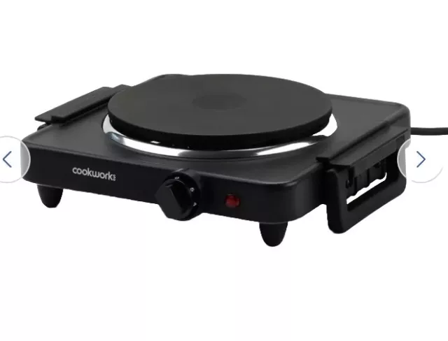 Cookworks 1500W Lightweight Table Top Single Hotplate Hob - Black Used