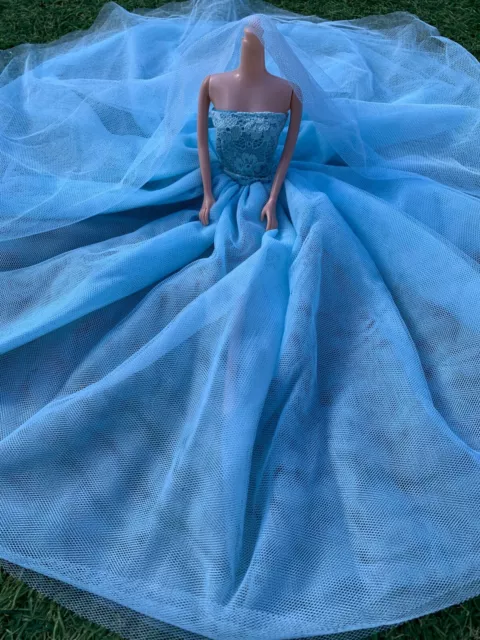 Barbie Doll sized Cloth/Accessory@A Dress +A Veil@ON SALE Fashion XMAS Girl Gift