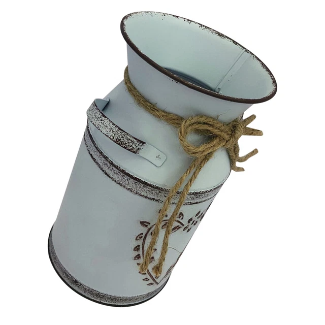 Vintage Home Decor Flower Arrangement Container Tin Vase Wrought Iron