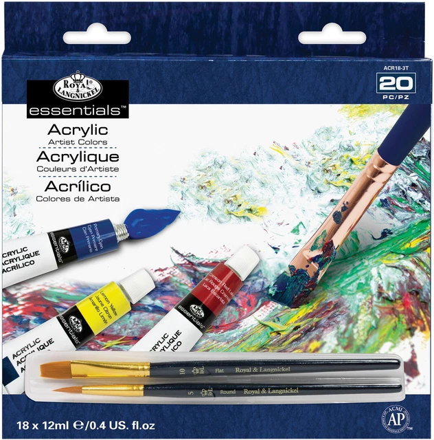 Paquete de 2 pinturas acrílicas esenciales(TM) 12 ml 18/paquete de colores surtidos -ACR18