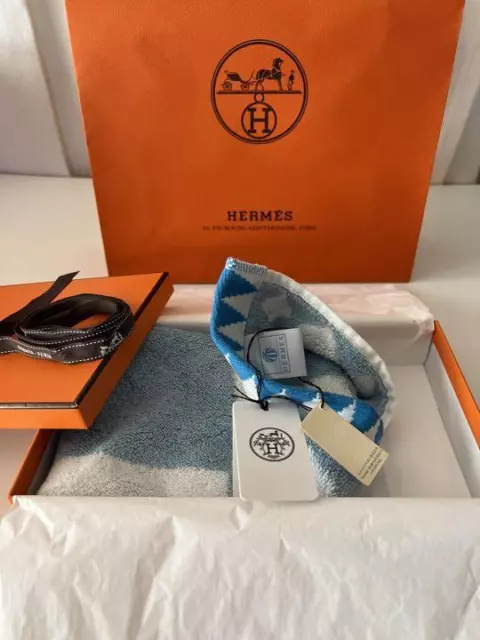 Hermes circus blue hand towel new MADE IN FRANCE Cotton