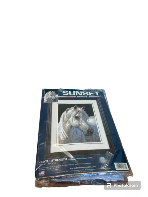 Dimensions Sunset Needlepoint Kit. Gentle Strength, #12165, White Horse, New