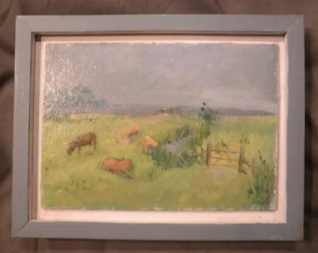 Original, Unsigned Oil on Board Painting, Horses Countryside Impressionist style