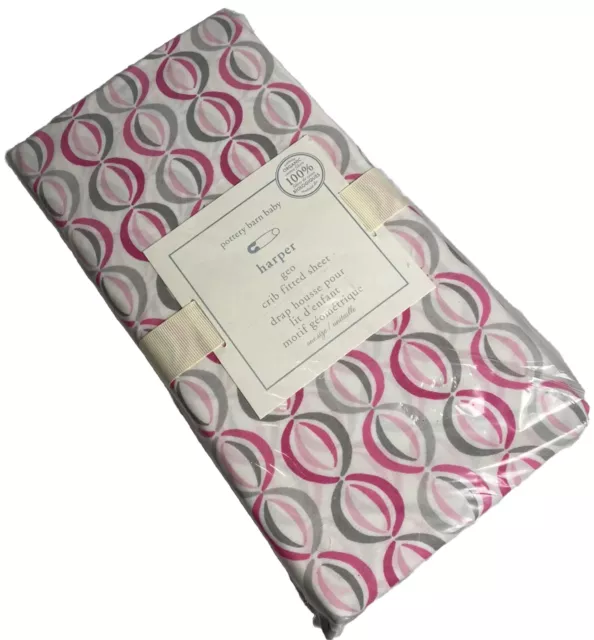 NEW POTTERY BARN BABY Crib Sheet Harper Baby Bed Geo Fitted Organic Cotton PBB