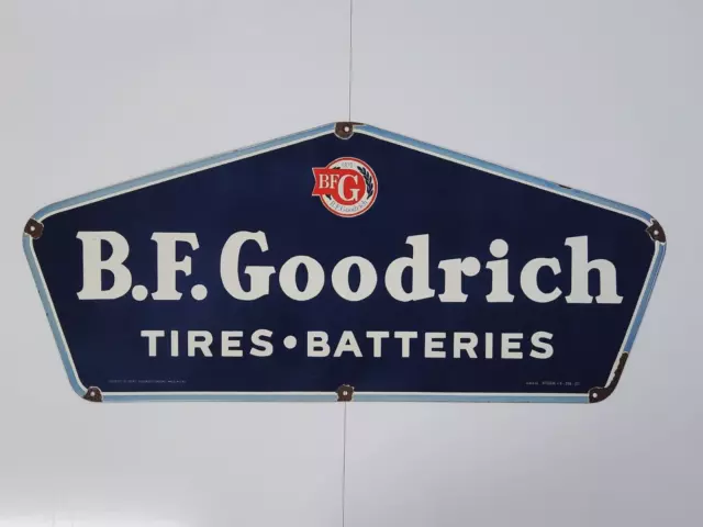 Vintage B.F Goodrich Tires & Batteries Porcelain Enamel Sign (42" x 18½") RELIST