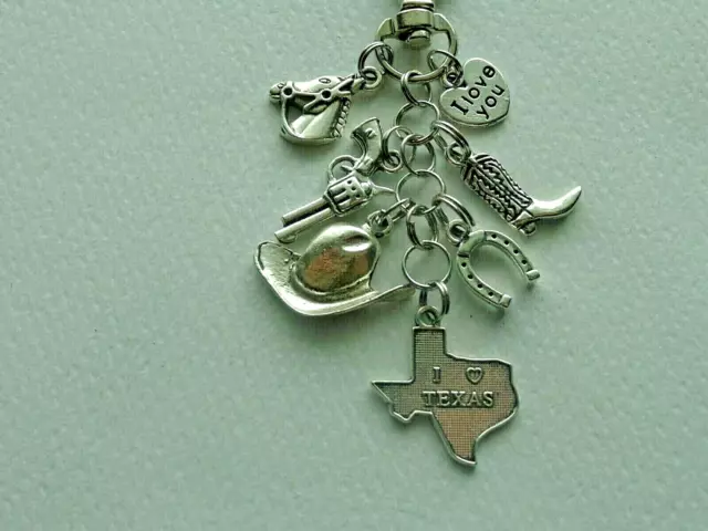 Love Texas Gun Horse Boot Hat Key Chain Clip For Purse Fob Backpack Bag Charm
