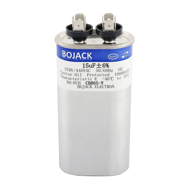 15 uF ±6% 15 MFD 370V/440V CBB65 Oval Run Start Capacitor for AC Motor...