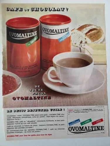 1965 ADVERTISEMENT - OVOMALTINE coffee or chocolate - French advertising - 869
