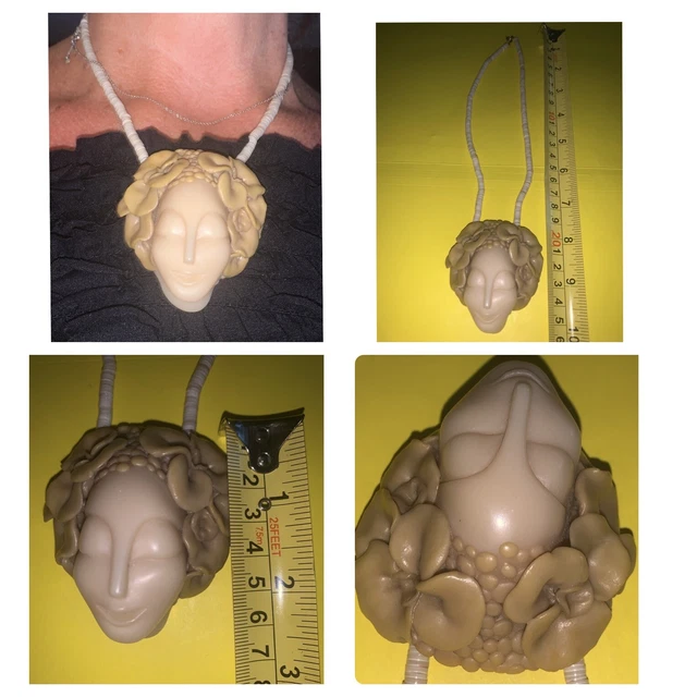 RARE 1920’s Art Deco Woman Pendant Necklace primitive jewelry design Bone Shell