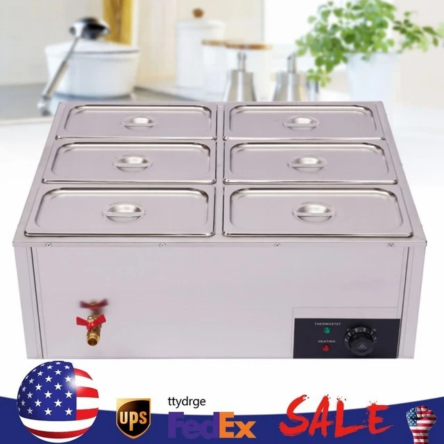 COMMERCIAL FOOD WARMER 6Pan Steamer Buffet Electric Countertop