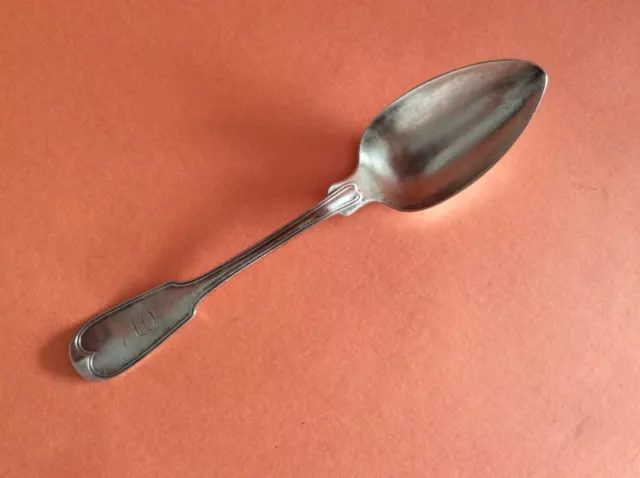 Large Antique Coin Silver Serving Spoon Fiddle & Thread Wm. Gale & Sons 1855