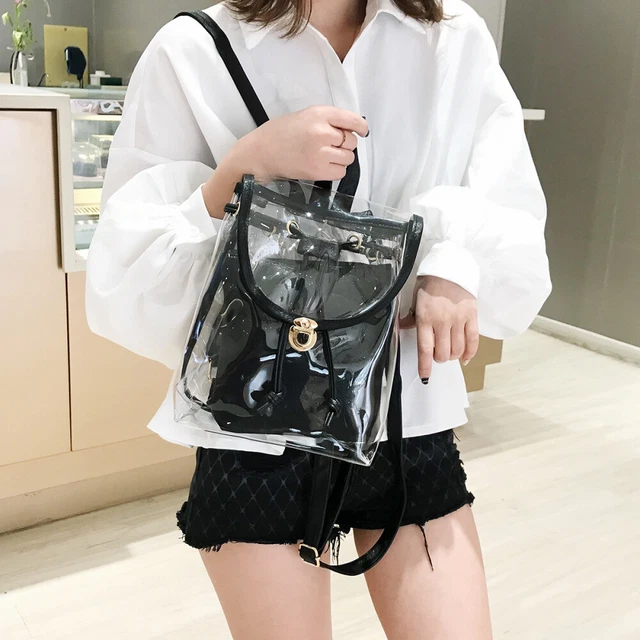 Sac à transparent double couche sac à main couleur bonbon pour fille voyage
