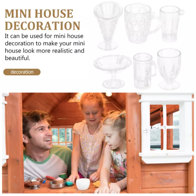 Puppenhaus-Deko: 6 Mini-Tassen & -Gläser für Küche-IU 3