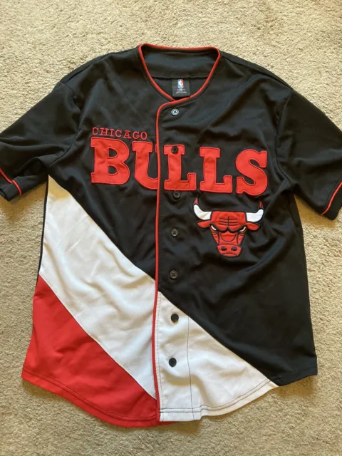 NBA Chicago Bulls Embroidered Baseball Jersey Black And Gold #66 Mens small