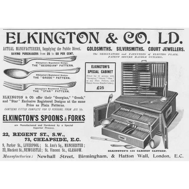 ELKINGTON & CO Cutlery Victorian Advertisement 1900