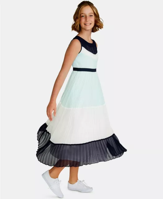 Rare Editions Big Girls Colorblocked Pleated Maxi Dress - Size 8