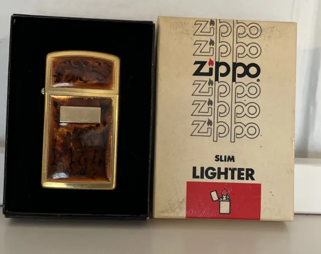 Slim Golden Tortoise On Brass Zippo Lighter