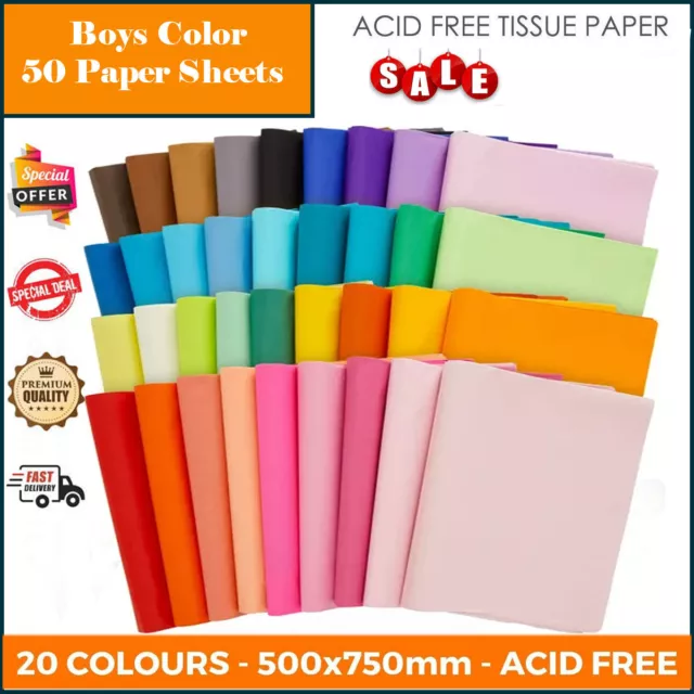 50 Sheets Tissue Paper High Quality Acid Free Recyclable Free Delivery 18 Colour