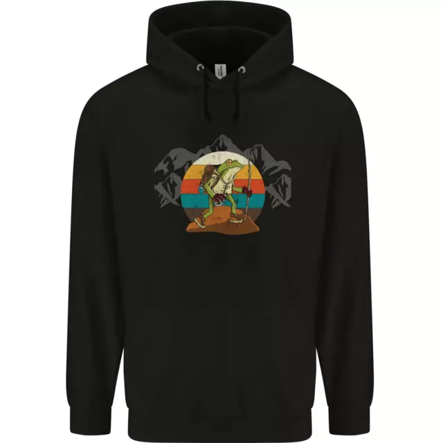 A Frog Hiking in the Mountains Trekking Mens 80% Cotton Hoodie