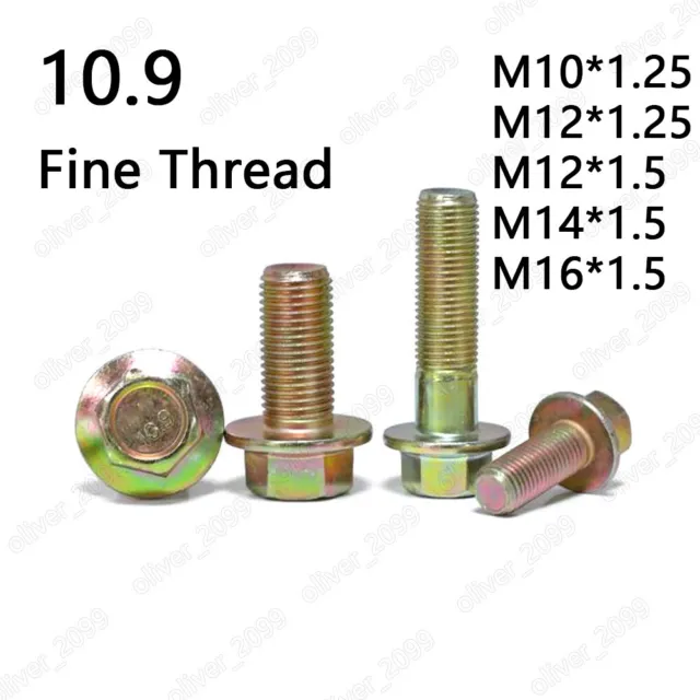 Color Zinc 10.9 Steel Fine Thread Hexagon Flange Head Bolts M10 M12 M14 M16