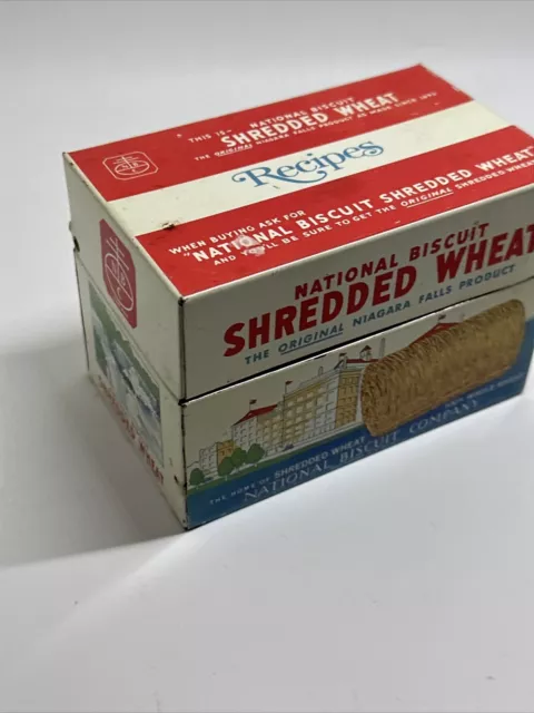 Vintage 1973 Nabisco Shredded Wheat Recipe Box Tin Used Ga25