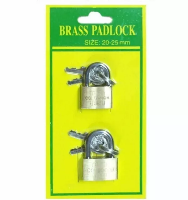 MINI BRASS TRAVEL PADLOCK Small 2 Key Lock Holiday Luggage Backpack Suitcase Zip