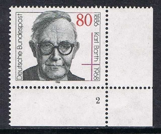 Bund 1986, Mi. 1282 Eckrand u. rechts, Form-Nr.2, postfr.**., Karl Barth