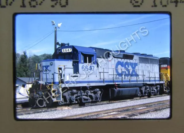 Original '90 Kodachrome Slide CSX CSXT SBD 6647 GP40 Brunswick, MD     38V28