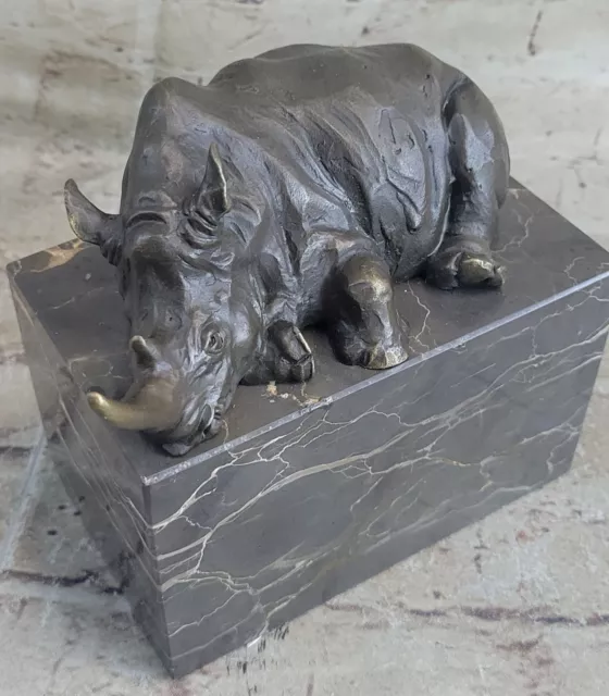 Signed Original White Rhino Bookend Book Bronze Sculpture Hot Cast Figure DEAL