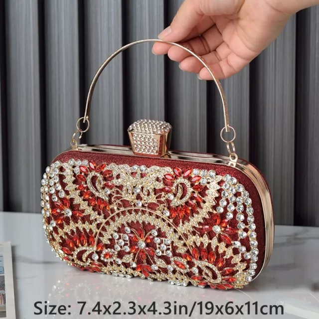 Femme Chaîne Bandoulière Épaule Strass Sacs Mini Pochette Main Mariage Fête