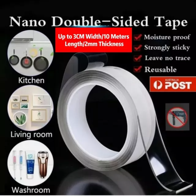 1-2PCS Double-Side Nano Tape Gel Traceless Clear Invisible Adhesive Transparent