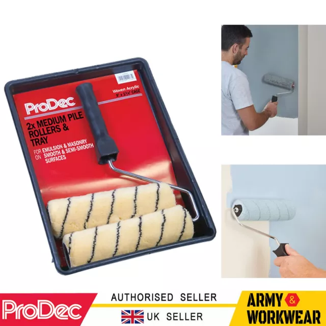 Prodec Emulsión Rodillo Pintura Kit 22.9cm Marco Bandeja de Plástico & 2 X Manga