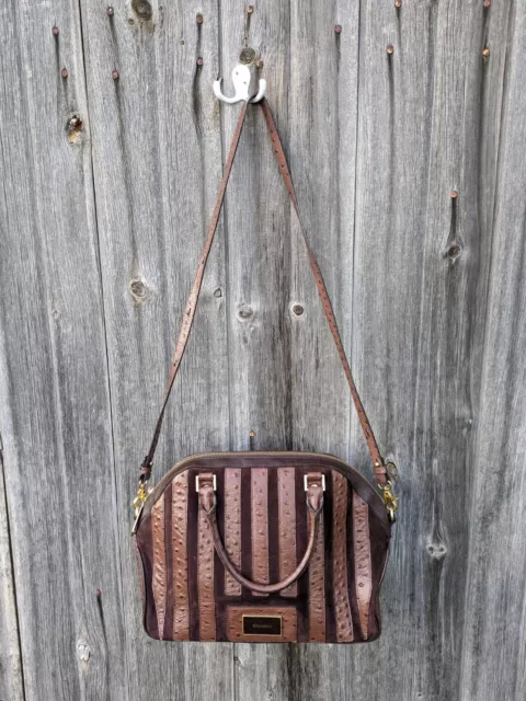 VGVC Brahmin Hudson Papaya Prauge Ostrich Suede Satchel.