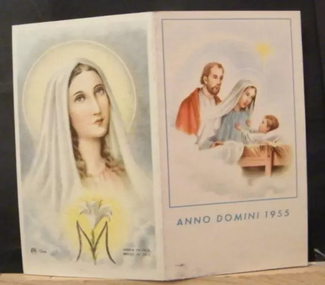 St527 - Santino, Calendario, 1955, Anno Domini - Madonna - Gesu' Maria Giuseppe