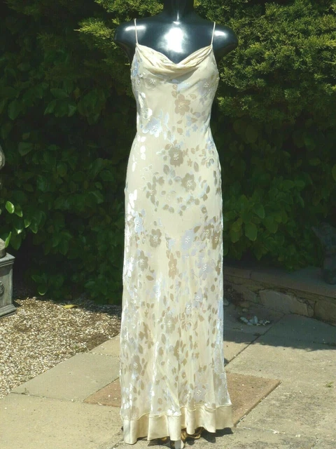 MONSOON ACAPULCO SEXY Gold Shimmering Devore Silk Beaded Dress 08 Wedding  Cruise 39.99 - PicClick UK