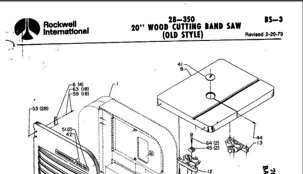 Delta 20 Wood Cutting Bandsaw 28-350 Parts List PDF