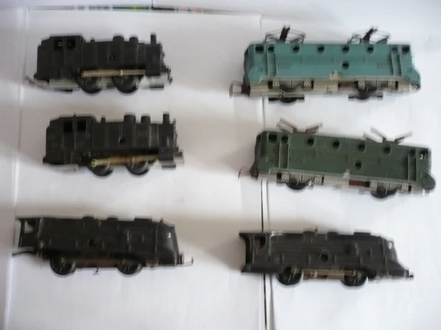 Lot De 6 Locomotives électriques Jouef HO – Mécaniques Sans Clé – Vintage Plastique Vert