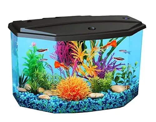 Plastic 3-Gallon Aquarium Starter Kit with 7 Colors LED Lighting and Complete Fi