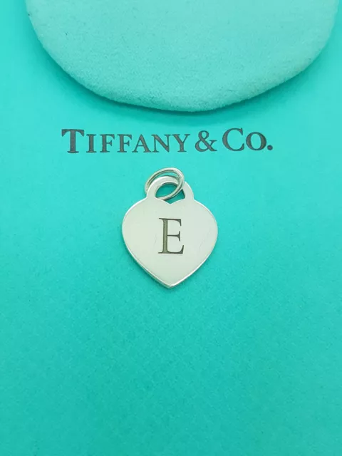 Tiffany & Co. Heart Alphabet letter Initial "E" pendant charm in Sterling Silver