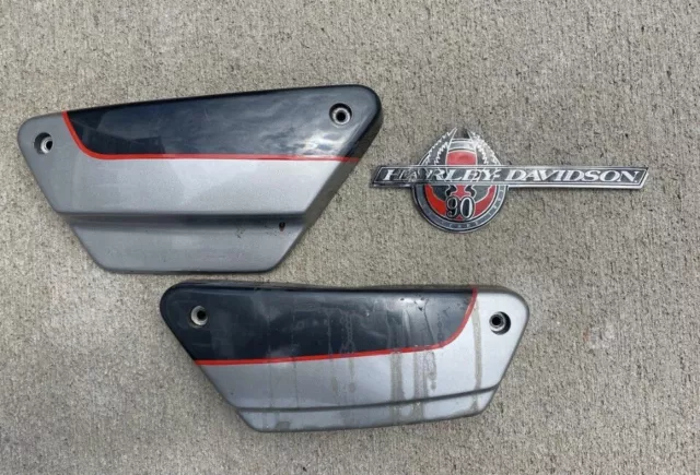 Harley Davidson 90th Anniversary FXR Side Covers and Tank Emblem Original Paint