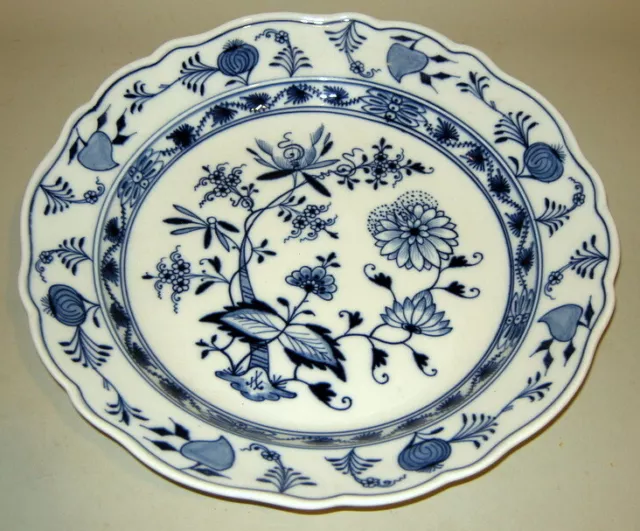 13" VTG Porcelain German MEISSEN  Scalloped Blue Onion Charger Bowl Platter