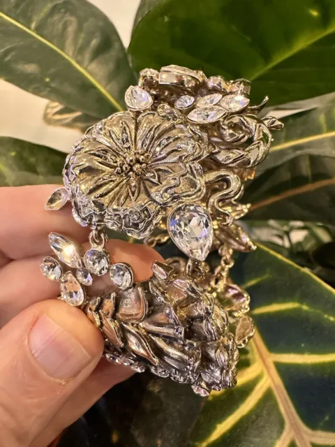 NWT Roberto Cavalli  Flower Bracelet With Swarovski Crystals